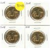 Image 1 : (4) 2008 Canadian 1 Dollar coin, specifically the "Lucky Loonie" edition celebrating the 2008 Olympi