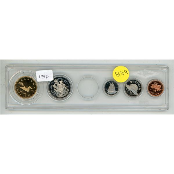 1992 Canada Uncirculated Proof Coin Set. (25 Cents Coin Missing)