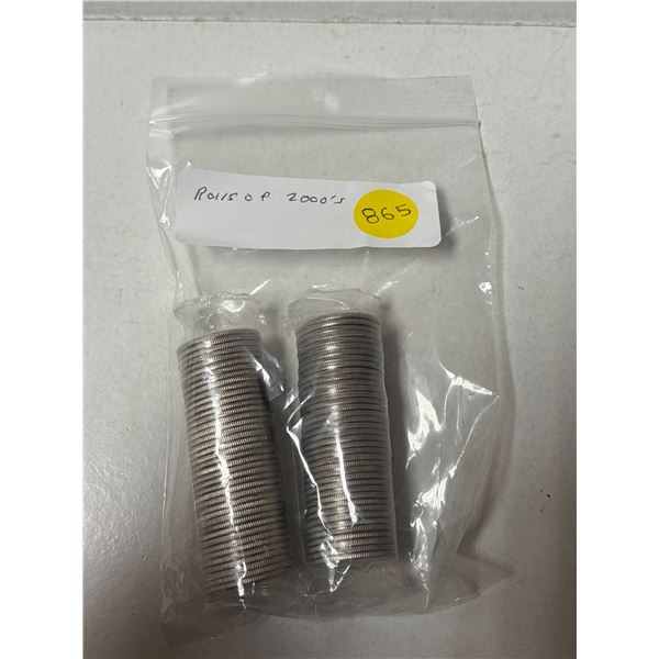 Roll of 2000 Canadian 25-Cent "Harmony" Millennium Quarters and Roll of 2000 Canadian 25-cent "Celeb
