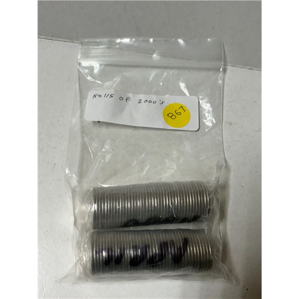 (2) Roll of 2000 Canadian 25-Cent "Health" Millennium Quarter.