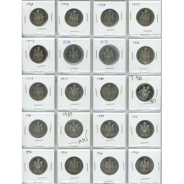 1968-2026 Assorted Different Years of Canada 50 Cents Coins. (Total 42 Coins)