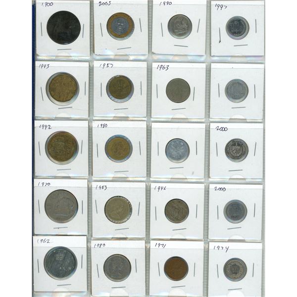 (3) Sheets of Foreign Currency Coins. (Total 60 Coins)