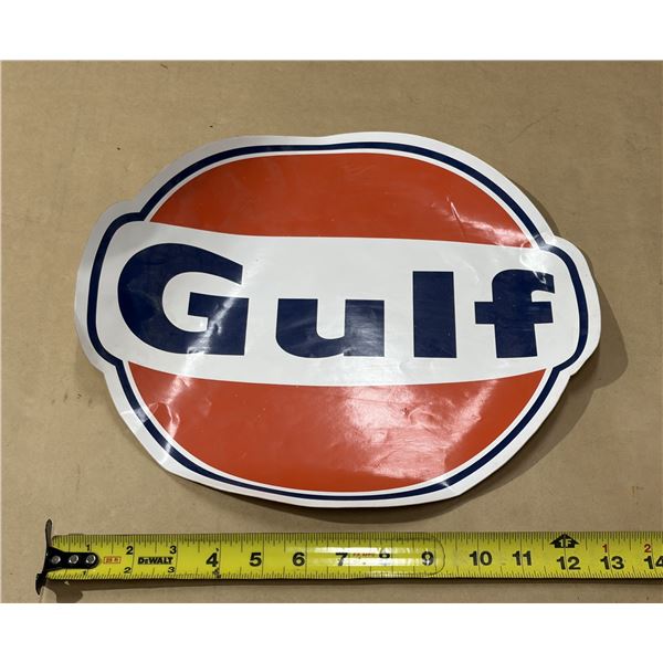 Vintage-Style Gulf Gasoline Sticker Sign.