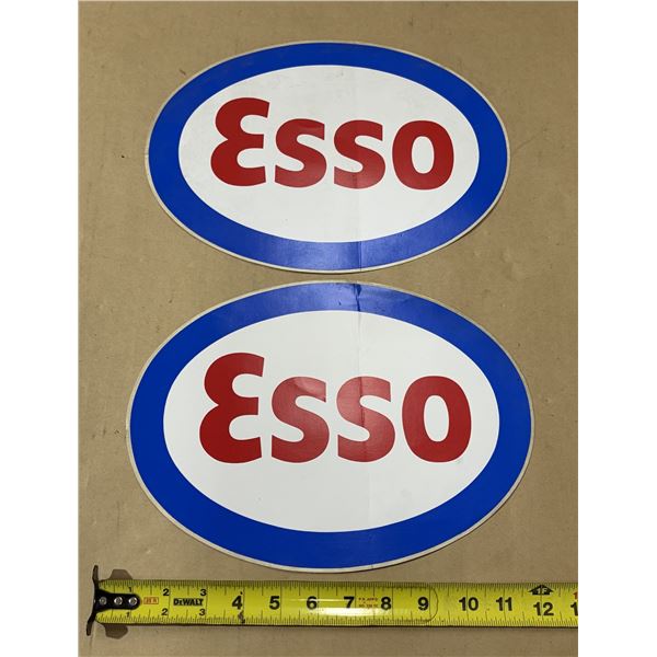 Vintage-Style Esso Petroliana Oval Sticker Signs.