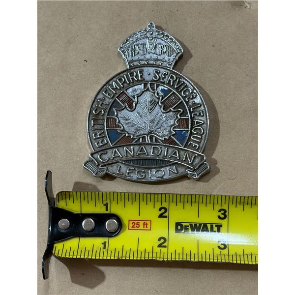 Vintage British Empire Service League Canadian Legion pin badge.