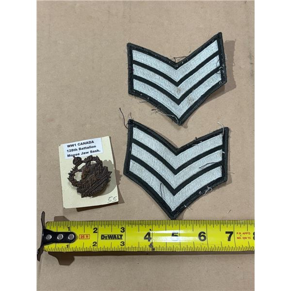 World War I Canadian Expeditionary Force cap badge from the 128th Battalion based in Moose Jaw, Sask