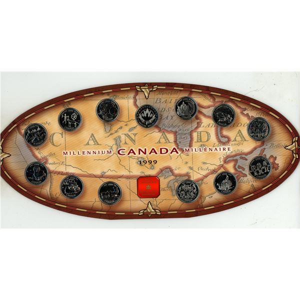 1999 Royal Canadian Mint Millennium 13-piece 25-cent coin.