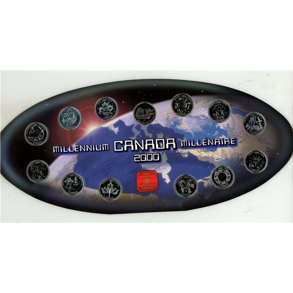 2000 Royal Canadian Mint Millennium 13-piece 25-cent coin.
