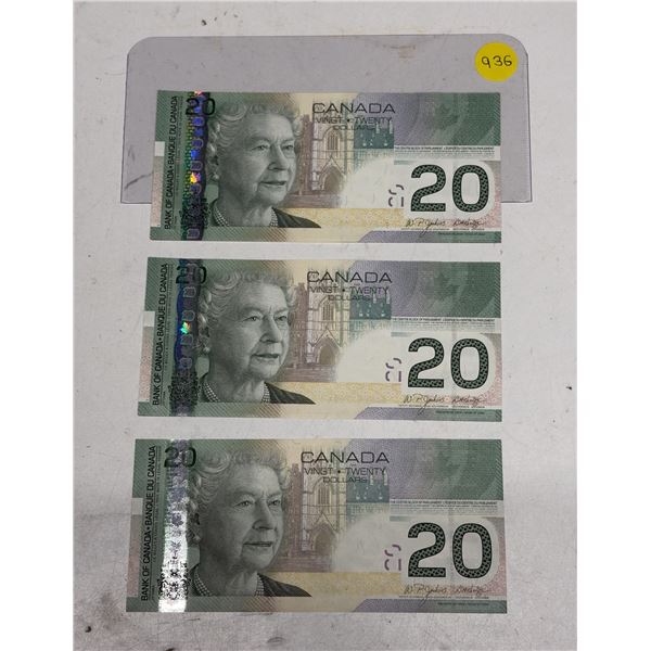 (3) 2004 Canada Twenty Dollar. (In Sequence & Uncirculated)