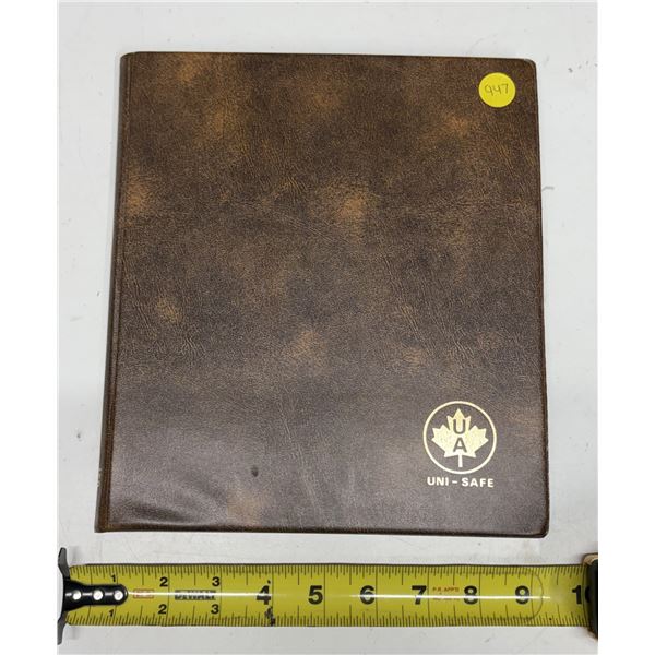 Uni-Safe Uncirculated Proof Set Collector Binder. (Empty)