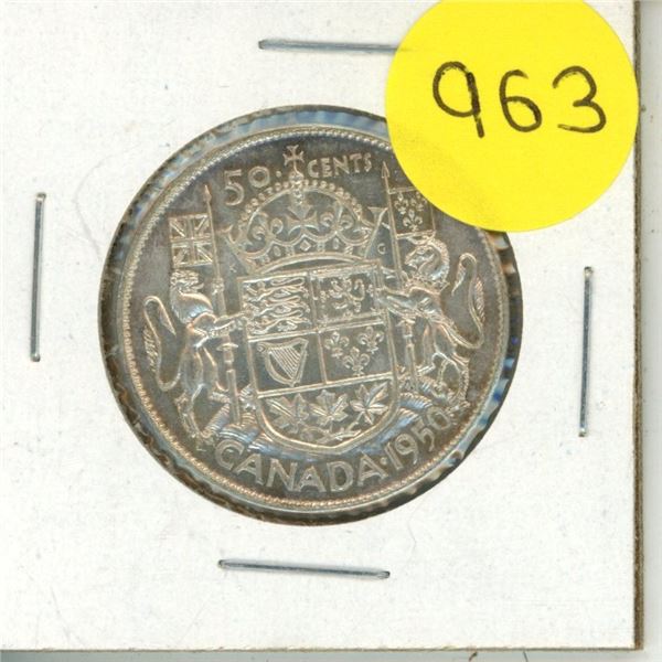 1950 Canada Silver 50 Cents Coin.