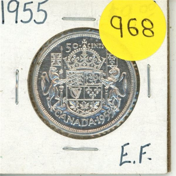 1955 Canada Silver 50 Cents Coin.