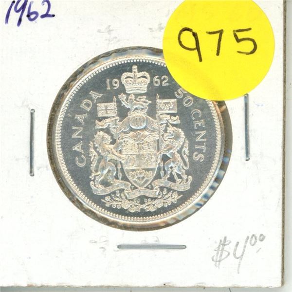 1962 Canada Silver 50 Cents Coin.