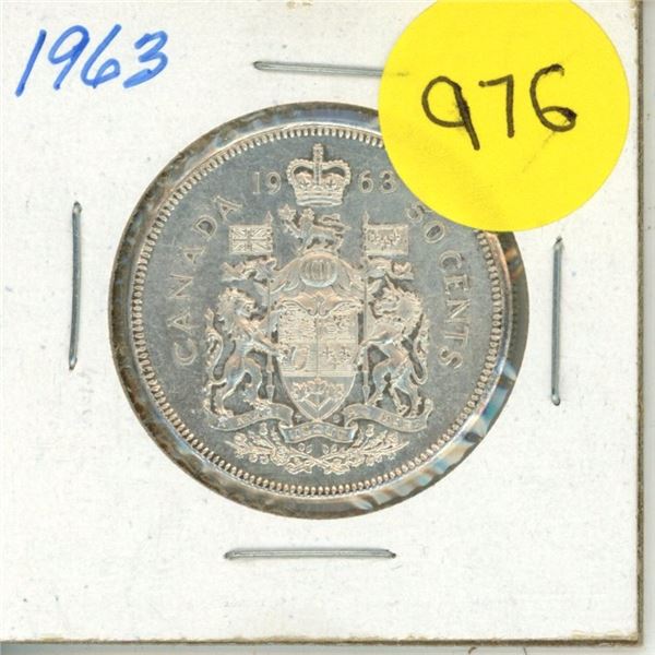 1963 Canada Silver 50 Cents Coin.