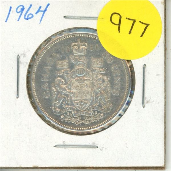 1964 Canada Silver 50 Cents Coin.