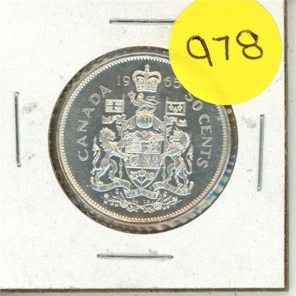 1965 Canada Silver 50 Cents Coin.