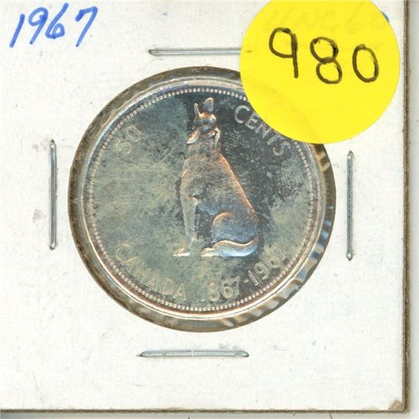 1967 Canada Silver 50 Cents Coin.