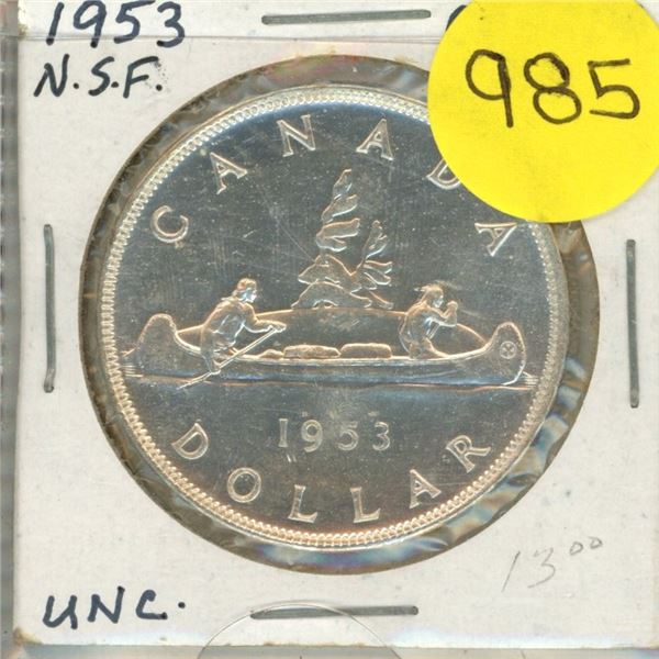 1953 Canada Silver One Dollar - N.S.F.