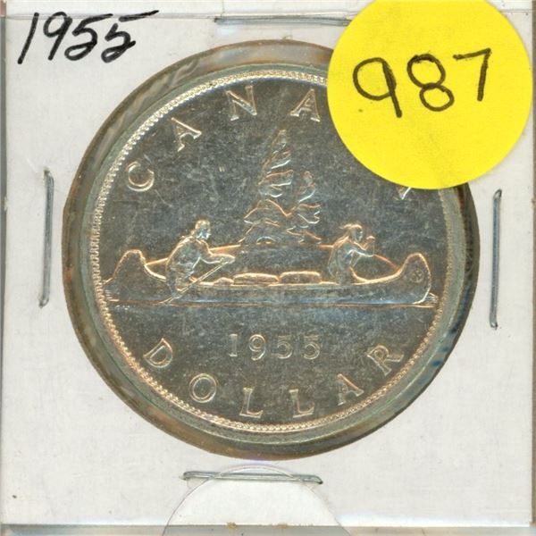 1955 Canada Silver One Dollar .