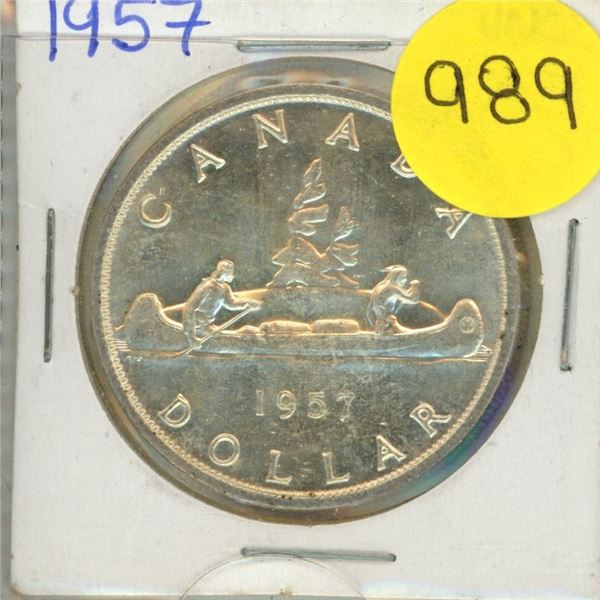 1957 Canada Silver One Dollar .