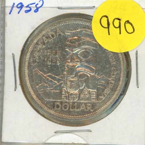 1958 Canada Silver One Dollar .