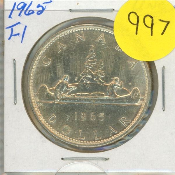 1965 Canada Silver One Dollar .