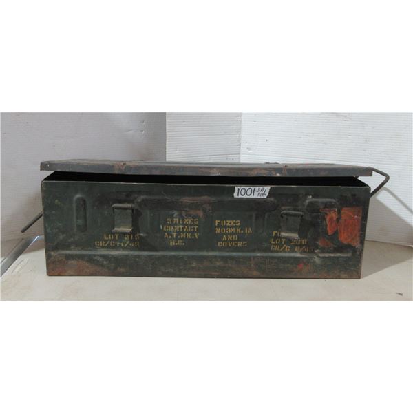 Metal Military Ammunition box 28"x9"and Lot of Insulator