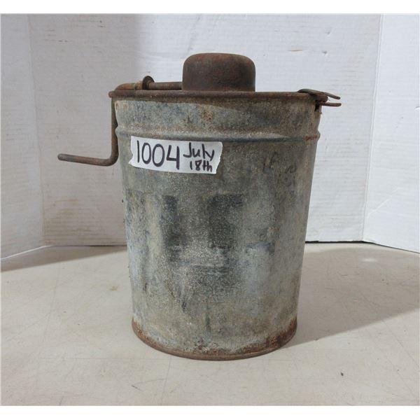 Vintage Galvanized Metal Hand-Crank Ice Cream Maker