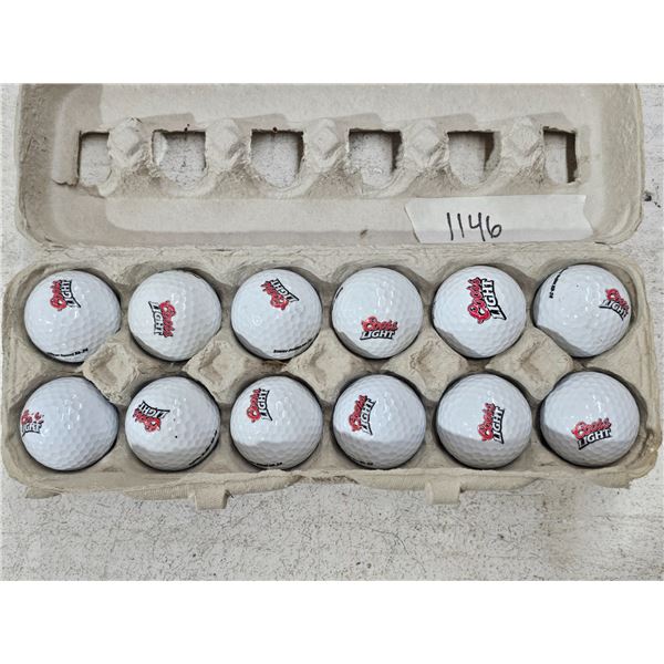 (12) Golf Balls – “Coors Light” Wilson Silver Bullet XD-24 etc.