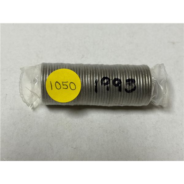 Roll of 1993 Canada 25 Cents.