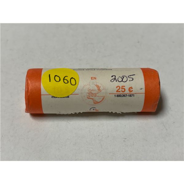 Roll of 2005 Canada 25 Cents.