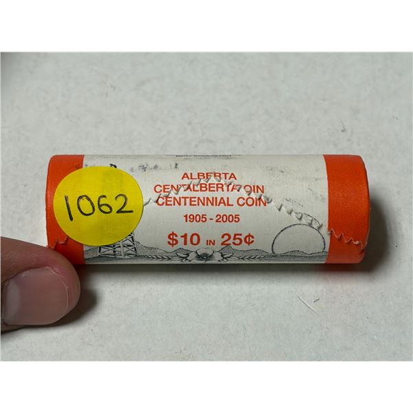 Roll of 2005 Alberta Centennial Coin 1905-2005 Canada 25 Cents.