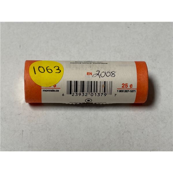 Roll of 2008 Canada 25 Cents.