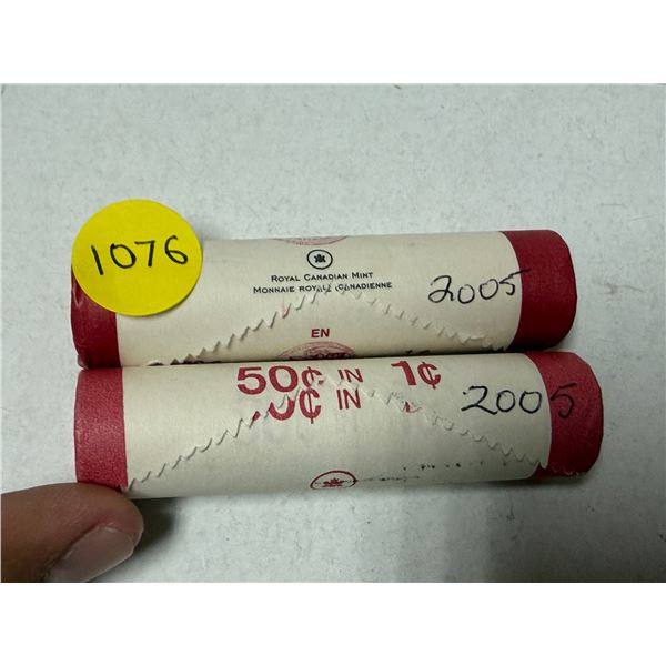 (2) Roll of 2005 Canada One Cents.