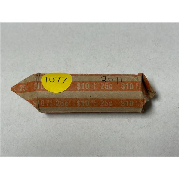 Roll of 2011 Canada 25 Cents.