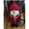 Image 3 : 24 inch tall snowman with LED lantern and 7.5 inch tall ice church decoration