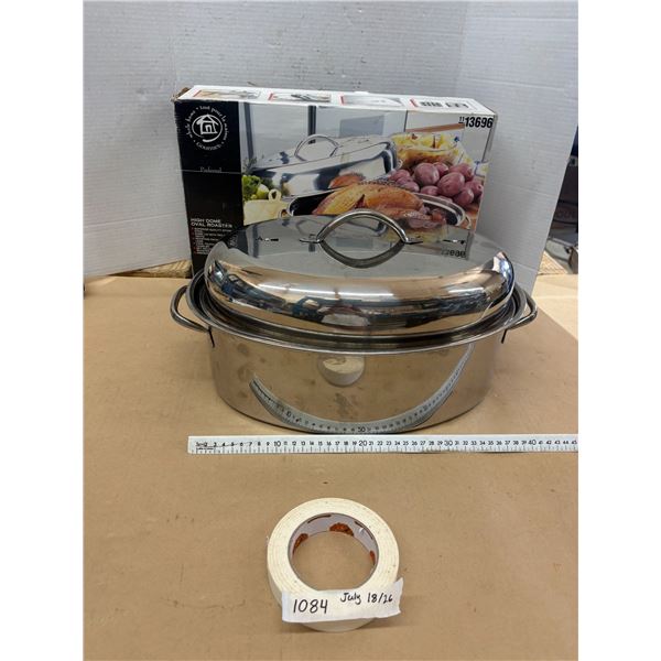 Whole Home Gourmet stainless steel oval roasting pan high dome 18 inch dome