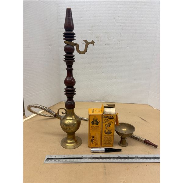 Vintage hookah set with brass base