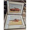 Image 1 : 2 framed prints of combines during harvest