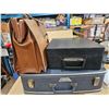Image 1 : 2 vintage suitcases and black chest
