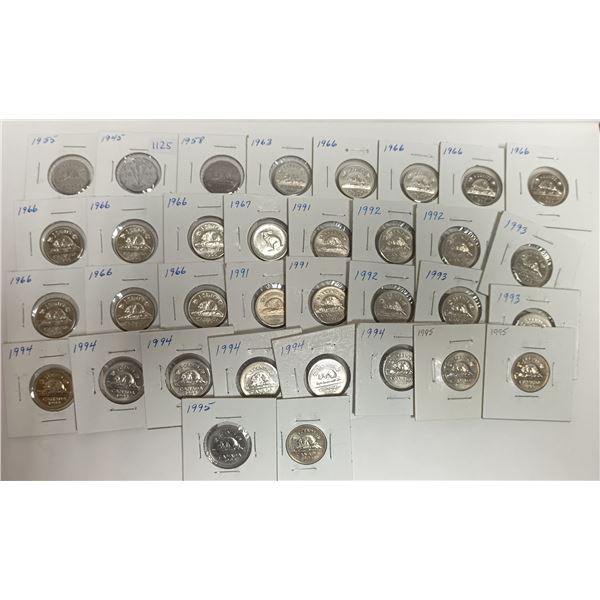 Lot of Assorted Different Year 5 cents