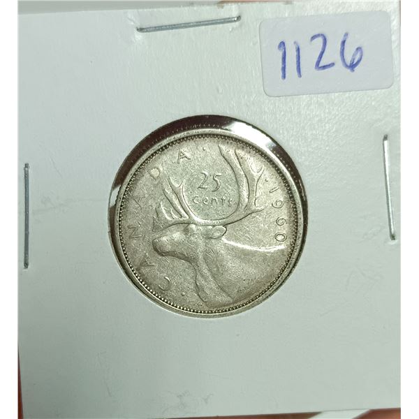 1960 Canadian Silver 25 cents Coin