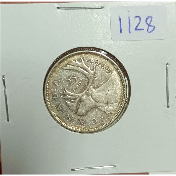1965 Canadian Silver 25cents Coin