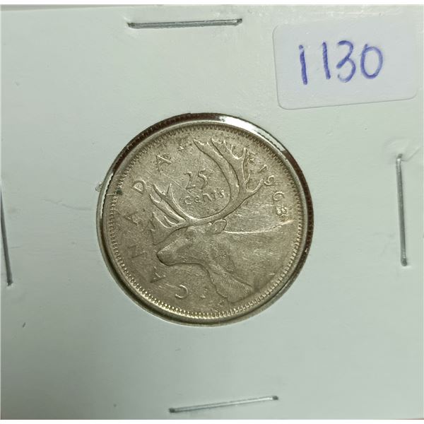 1963 Canadian Silver 25 Cents Coin