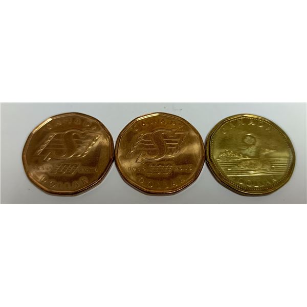(2) 2010 Canadian 1 dollar and (1) 2012 Canadian 1 dollar Coins