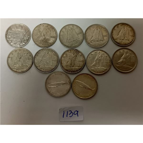 Lot of Assorted Different Year of Canadian Dimes