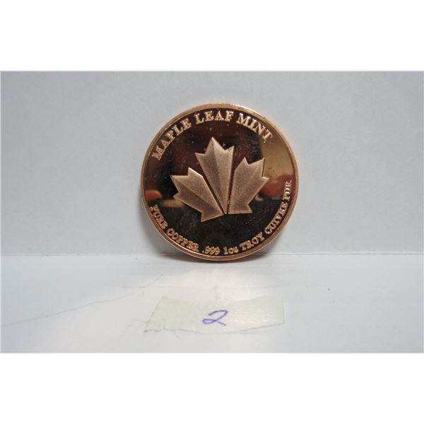 Wood Bison Coin (Pure Copper .999 1 Ounce Troy Cuivre Pur)