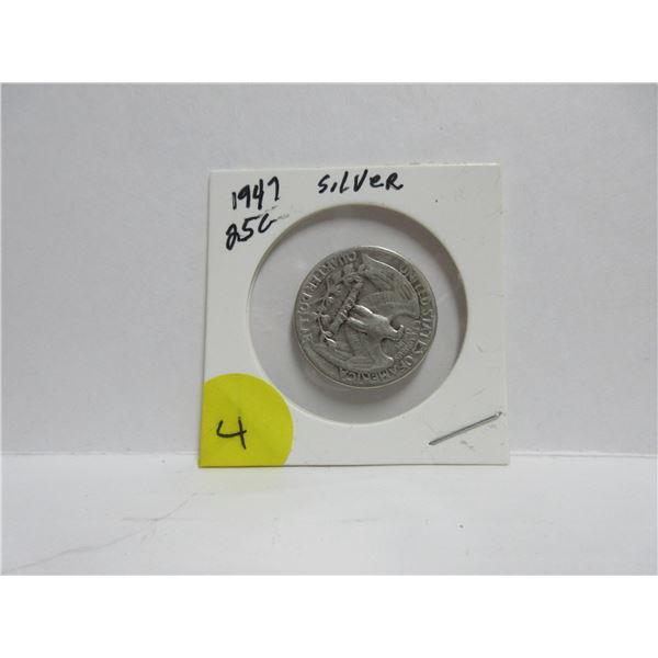 1947 Sliver United States of America 25 Cents