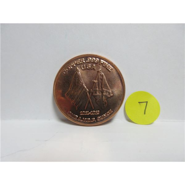 Copper .999 Fine USA One AVDP Ounce