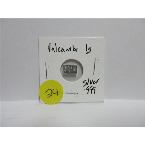 Valcambi 1g Fine Sliver .999